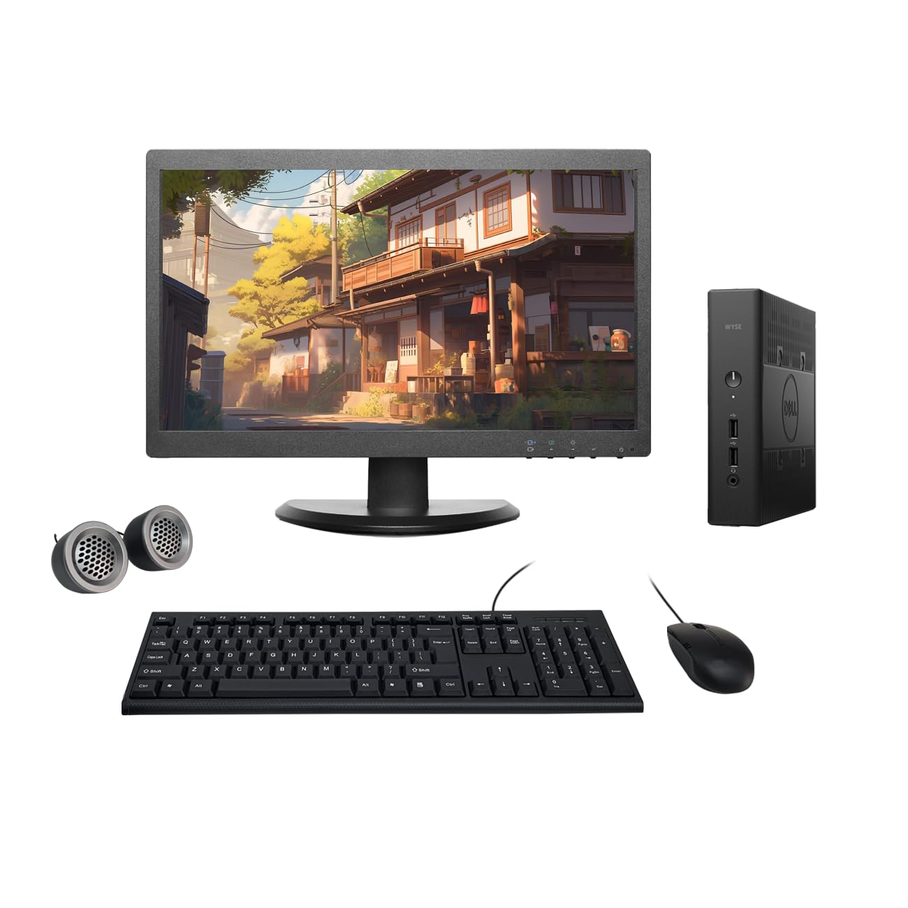 Refurbished Dell Wyse All-in-One Desktop Computer Set | 19" HD LED Monitor | AMD GX 424CC | Wired KB & Mouse | Speakers | Wi-Fi | Windows 10 Pro| MS Office - Newjaisa